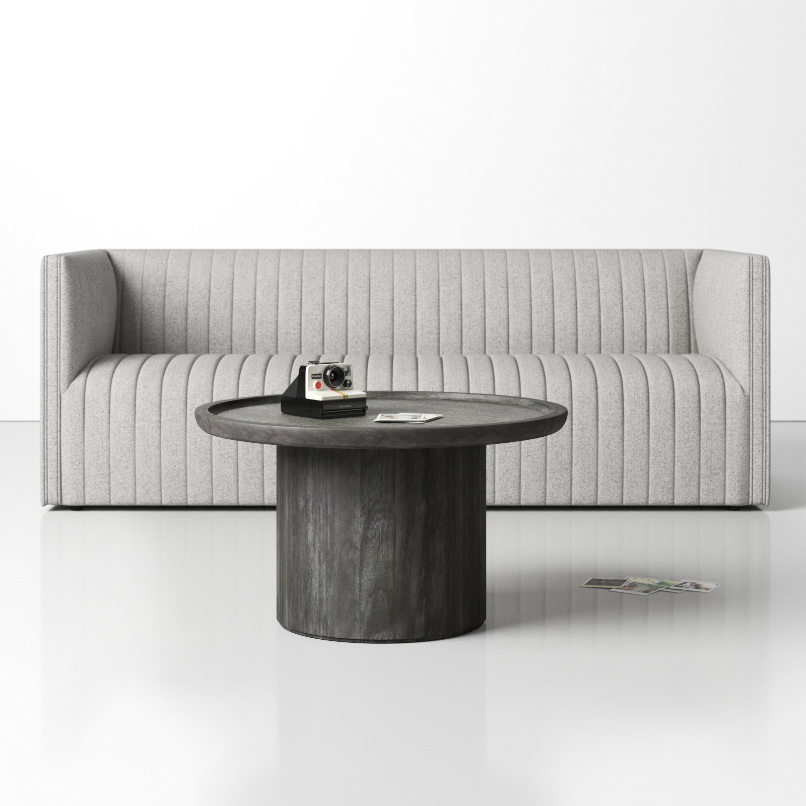 Acadia 28" Coffee Table, Black With White Wash Distressing