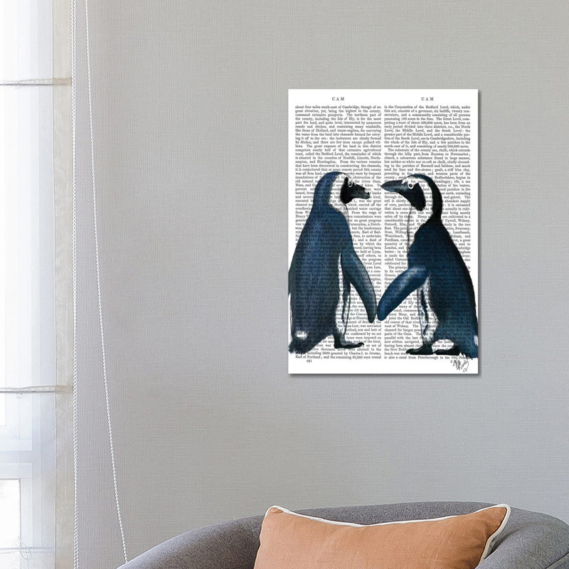 Penguins In Love by Fab Funky - Wrapped Canvas Gallery-Wrapped Canvas Giclée, 66.04 cm H x 45.72 cm W x 3.175 cm D