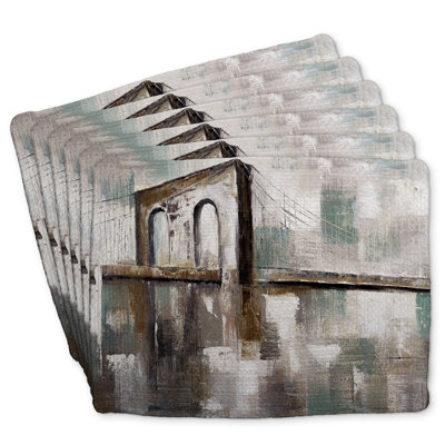 Braided Polyester Placemats Set of 6 - Abstract Paint Design