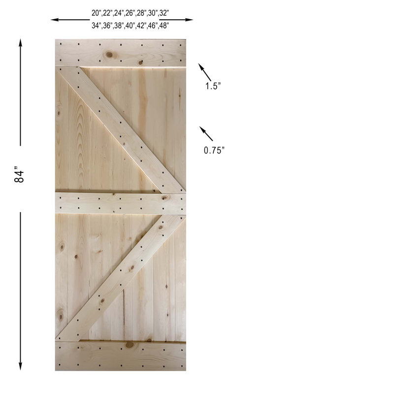 Ensemble de quincaillerie pour porte de grange simple en bois, Beige, 24 po x 84 po