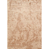 Hand Knotted Silk Abstract Area Rug in Camel