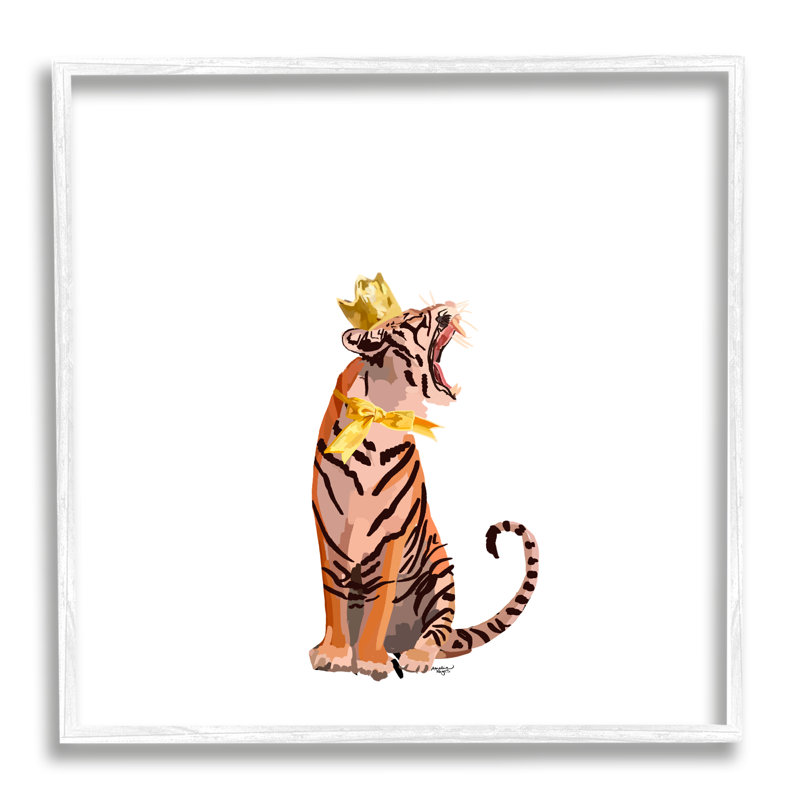 Tigre royal avec couronne par Amelia Noyes, H 12 po x l 12 po x P 0,5 po