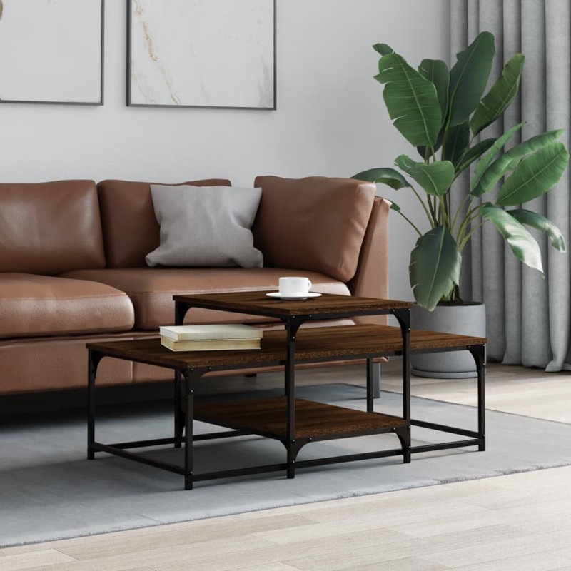 Austintown Frame Coffee Table with Storage, Brown Oak