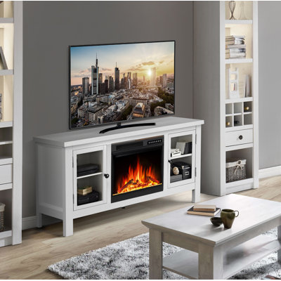 TV Stand for TVs up to 58" with Electric Fireplace,Remote & Adjustable Led Flame