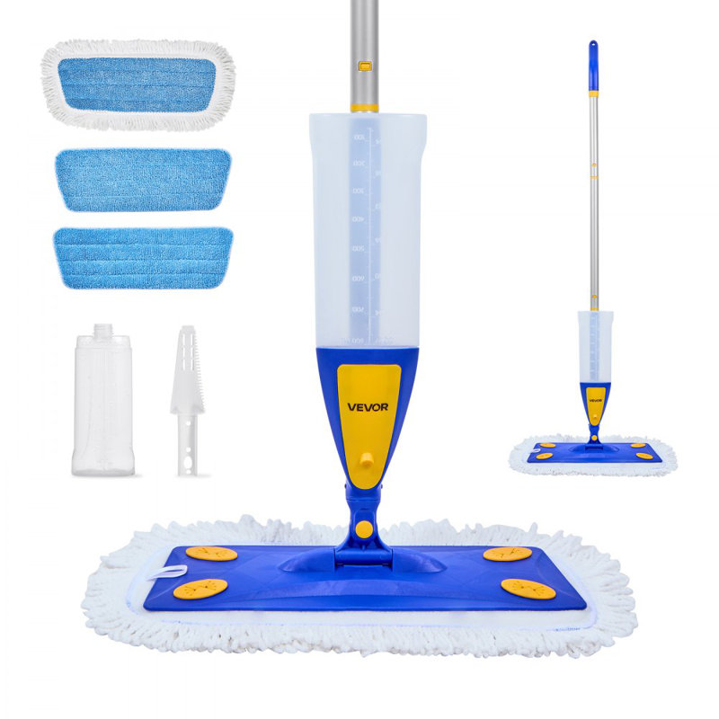 Vadrouille en aérosol, avec 3 tampons lavables pour le nettoyage des sols secs et humides et un réservoir d'eau rechargeable de 27 oz