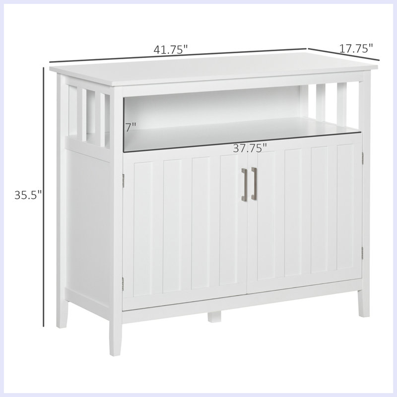 Buffet, armoire de cuisine, armoire à café avec 2 portes et tablettes réglables pour le salon du vestibule, Blanc
