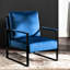 Chaise de salon Mid-Century moderne, velours bleu avec base en métal pour chambre à coucher, fauteuil de bureau à domicile, salle de construction,