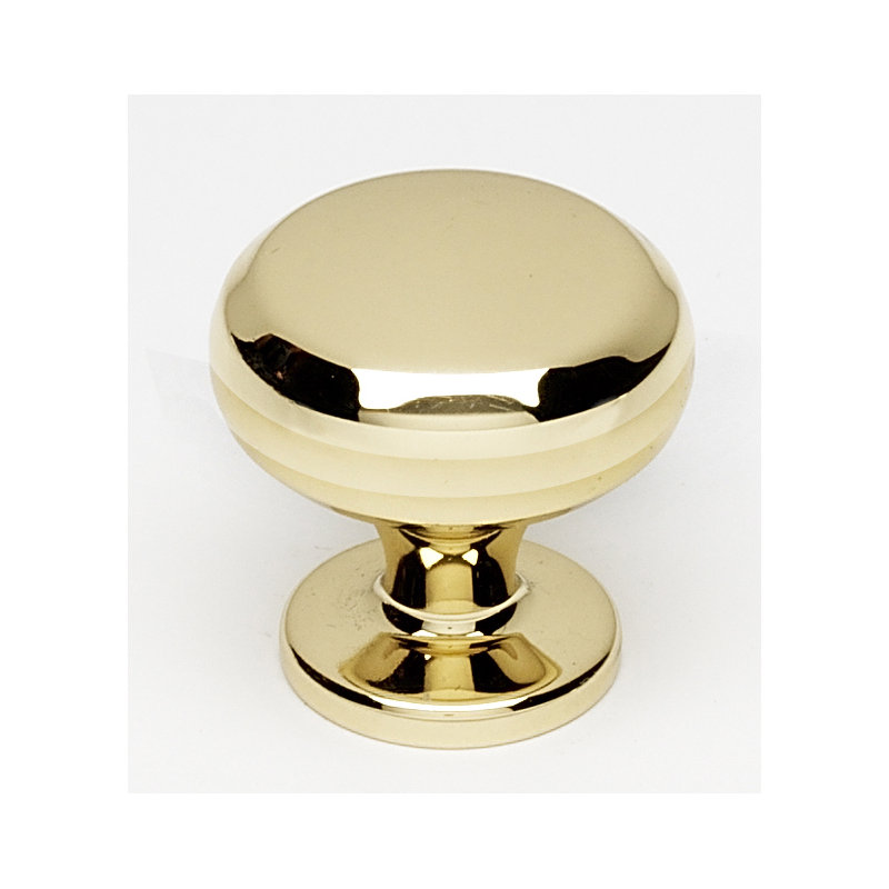 Mushroom Knob, 1.13" H x 1.13" W x 0.75" D, Polished Brass