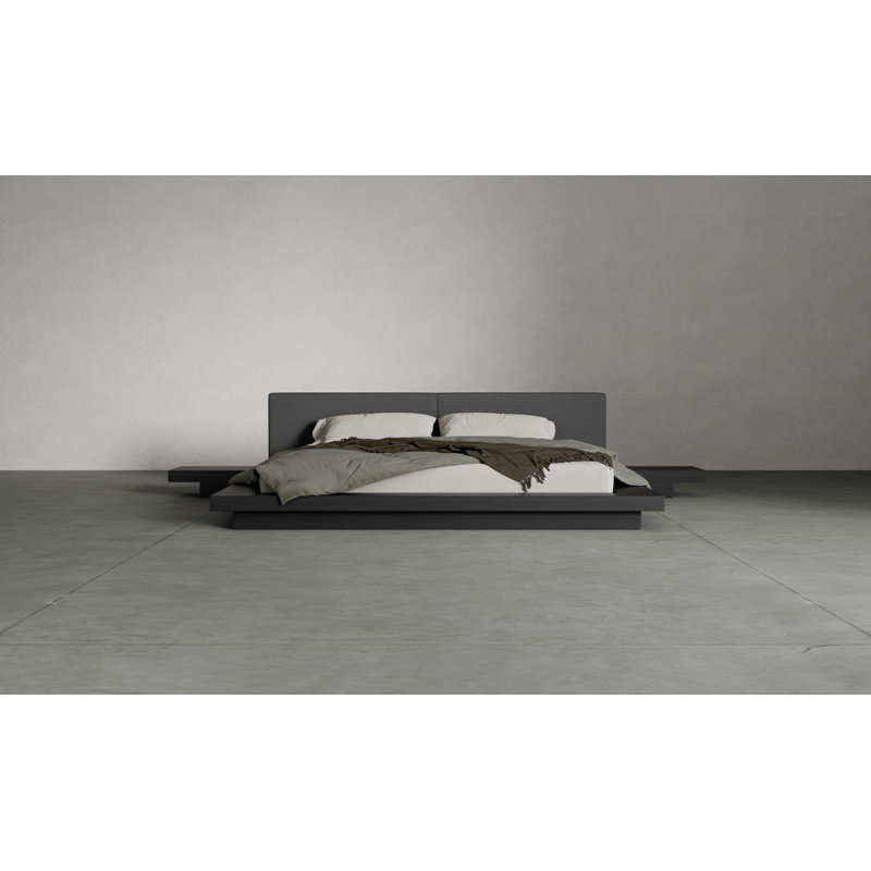 Upholstered Bed, King, Wenge/Carbon Fabric