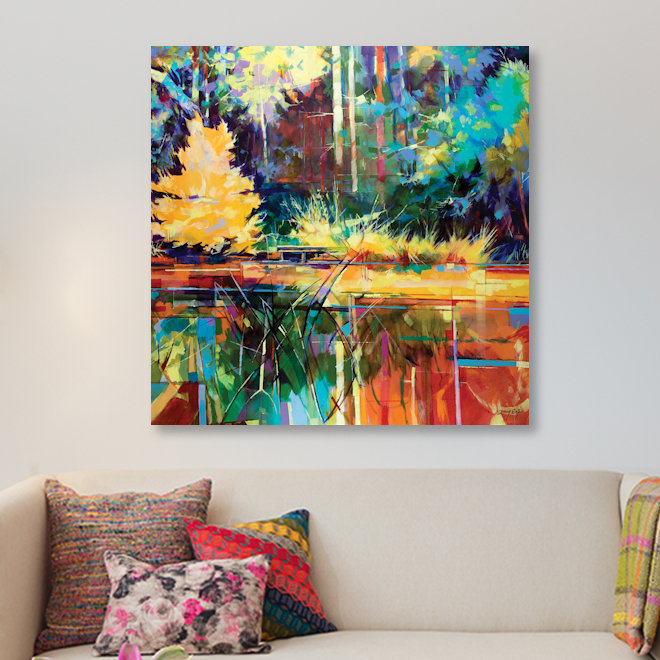 « waterloo screens », reproduction de peinture à l’acrylique sur toile tendue, H 18 po x l 18 po x P 1,5 po, Pas de tapis