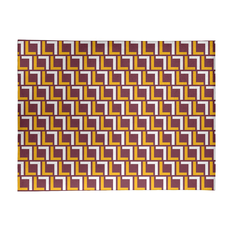 Tapis géométrique rouge / jaune / blanc, Rectangle 8 pi x 10 pi