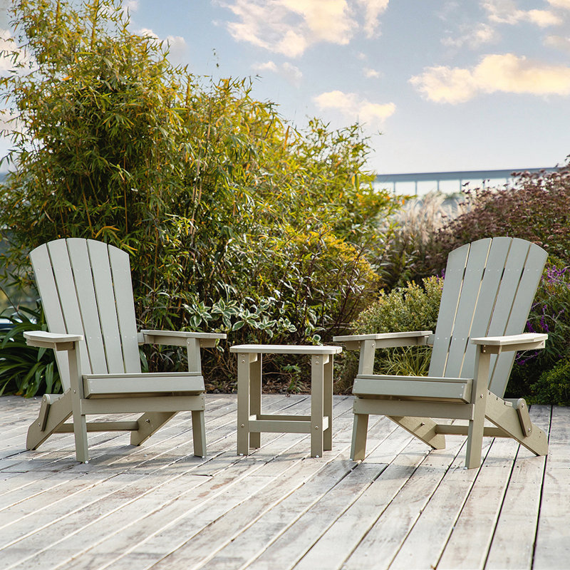 Chaise Adirondack en plastique avec table Bethanne, gris
