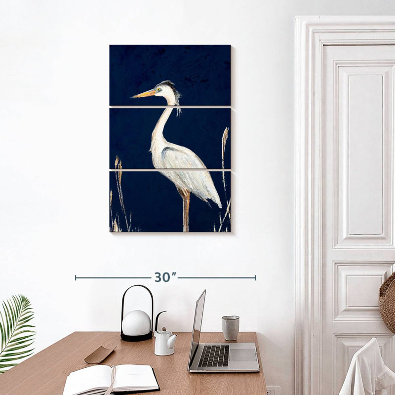 Brampt Heron On Navy I, 32" H x 20" W