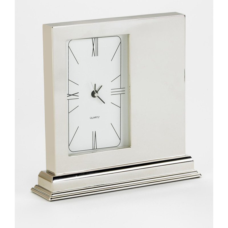 Modern & Contemporary Roman Numeral Stainless Steel Tabletop Clock with Alarm in Champagne