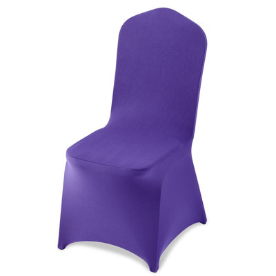 Stretch Polyester Spandex Chair Cover 50 Pack Purple Washable Slipcover with Elastic Foot Pockets for Banquet Wedding Dining Armless Chair