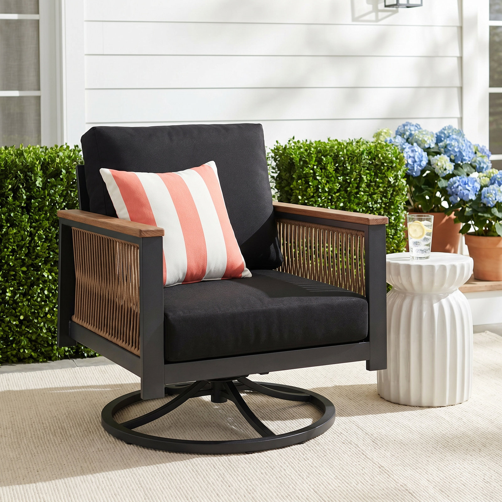 Townsend Patio Chair with Sunbrella® Cushions, Canvas Black Sunbrella® Canvas