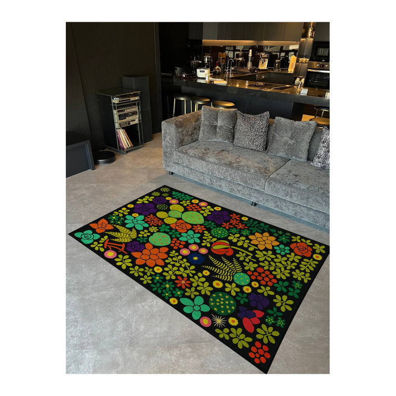 Tapis gris tissé traditionnel Mosso, 4'7" x 6'7"