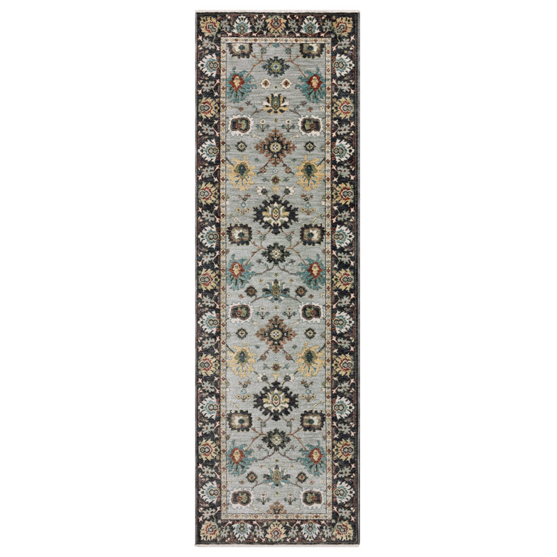 Tapis bleu / multicolore Caia, Tapis de couloir 2 pi 3 po x 7 pi 9 po