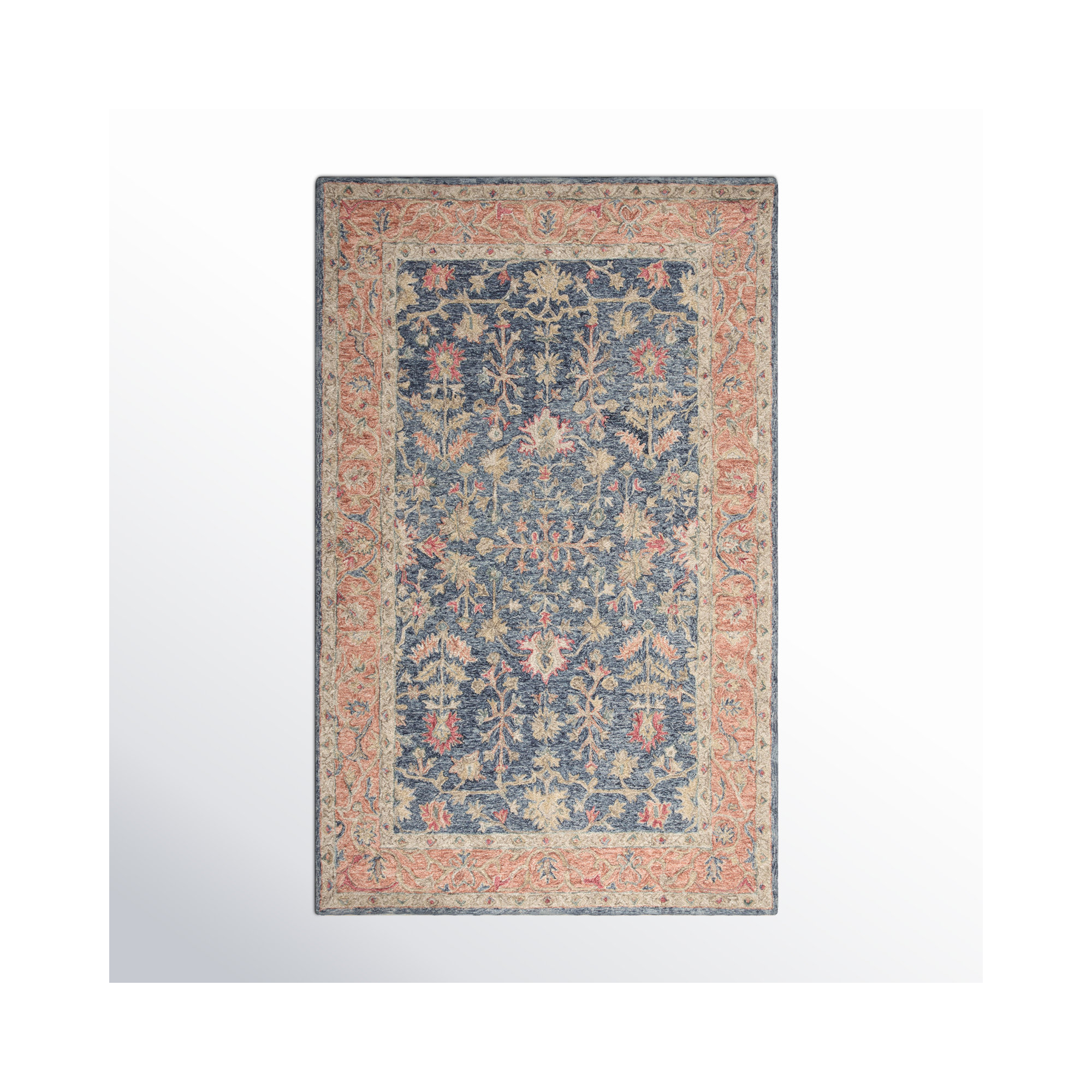 Lindsay Handmade Wool Moonlight Blue/Apricot Orange/Birch Rug, Rectangle 8'10" x 11'9"