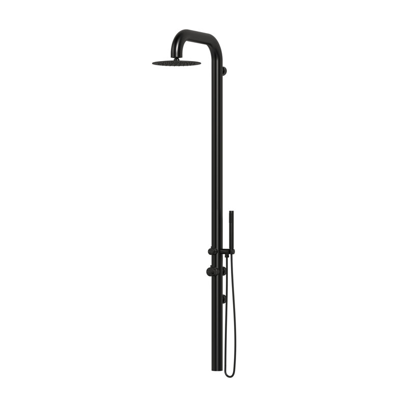 Douche d'extérieur murale en acier inoxydable avec douchette Summit 316, Noir mat