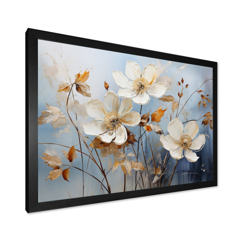 «Blue Mute Botanicals I», reproduction sur toile, H 30 po x l 40 po x P 1,5 po, Cadre simple noir
