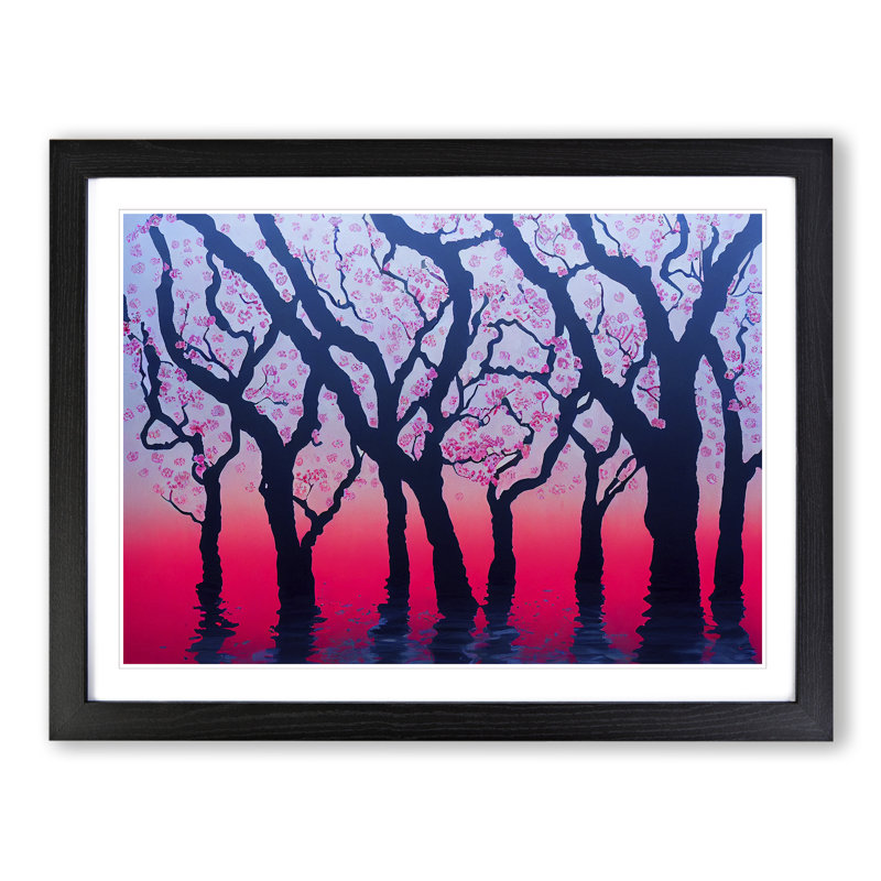 Cherry Blossom Tree View - Framed Print, Black, 46cm H x 64cm W x 2cm D
