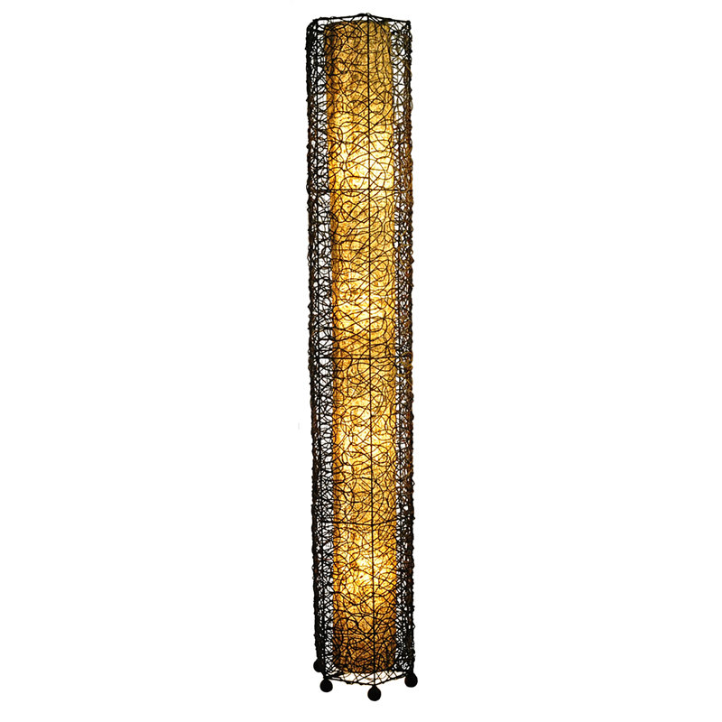 Quintan 72'' Black Column Floor Lamp, Natural