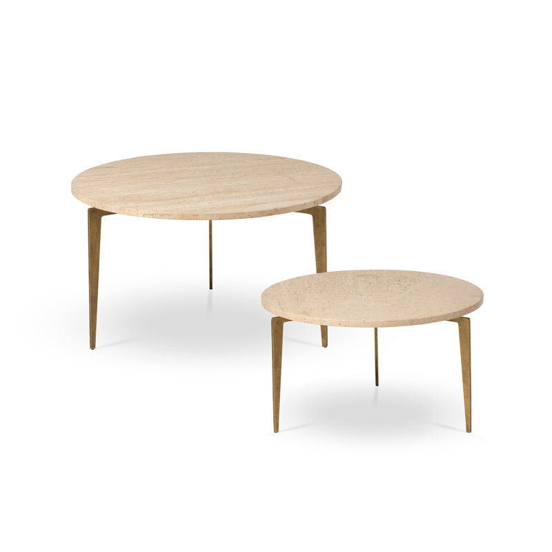 Ensemble de tables basses rondes en travertin