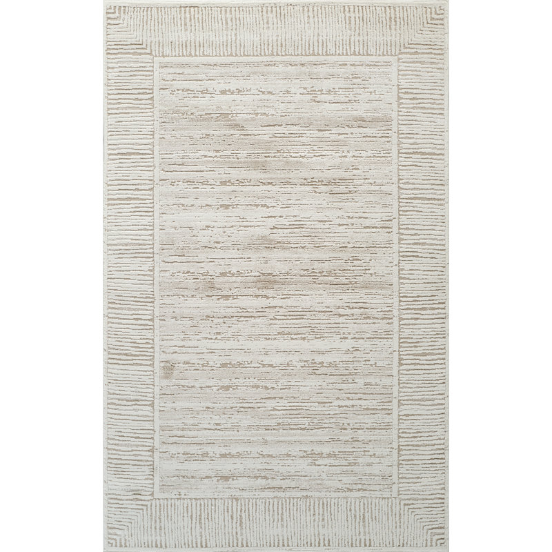 Tapis tissé à la machine Isborne , Brun / Beige, Rectangle 6 pi 6 po x 9 pi 6 po