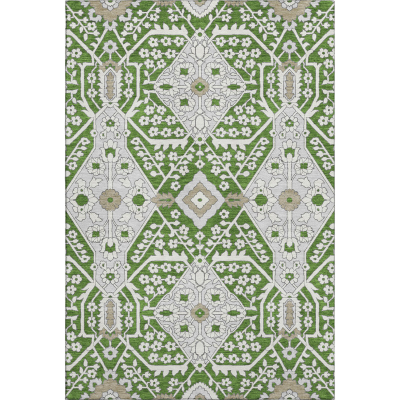 Tapis vert de qualité supérieure lavable à la machine Elaine, Rectangle 9 pi x 12 pi