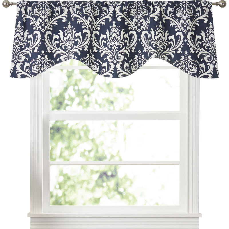Cantonnière en damas 50 po Ozbourne, Bleu marine