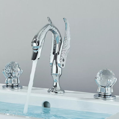 Swan Style Bathroom Sink Faucet Combo Deck Mount Sink Mixer Tap Set Hot Cold Water Chrome -  AlenArtWater, 63-DSJXN