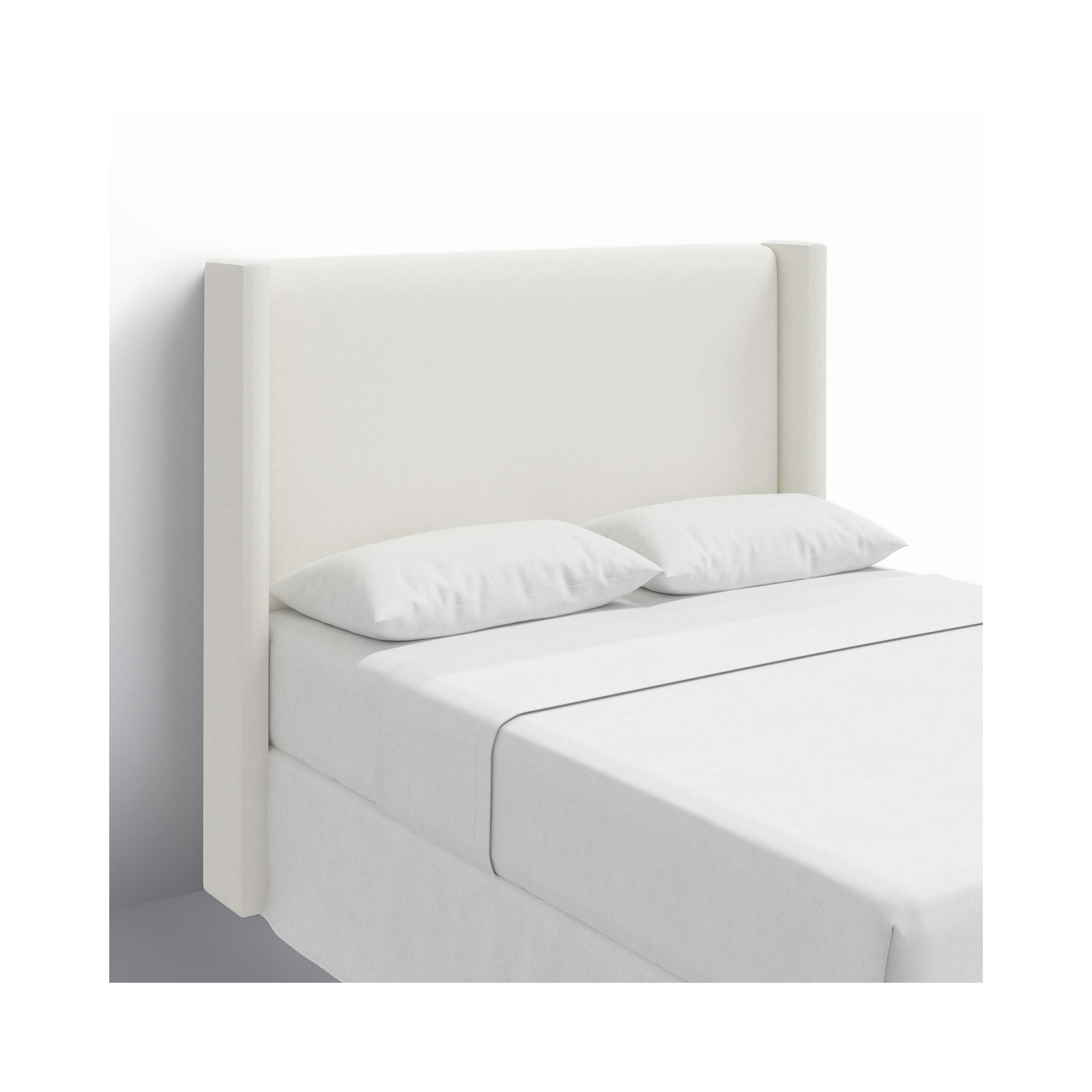 Hanson Upholstered Headboard, Twin, Zuma White Textured Linen