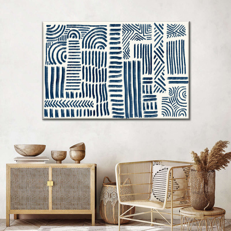 Marine africaine, lignes sur toile, H 8 po x l 12 po x P 1 po