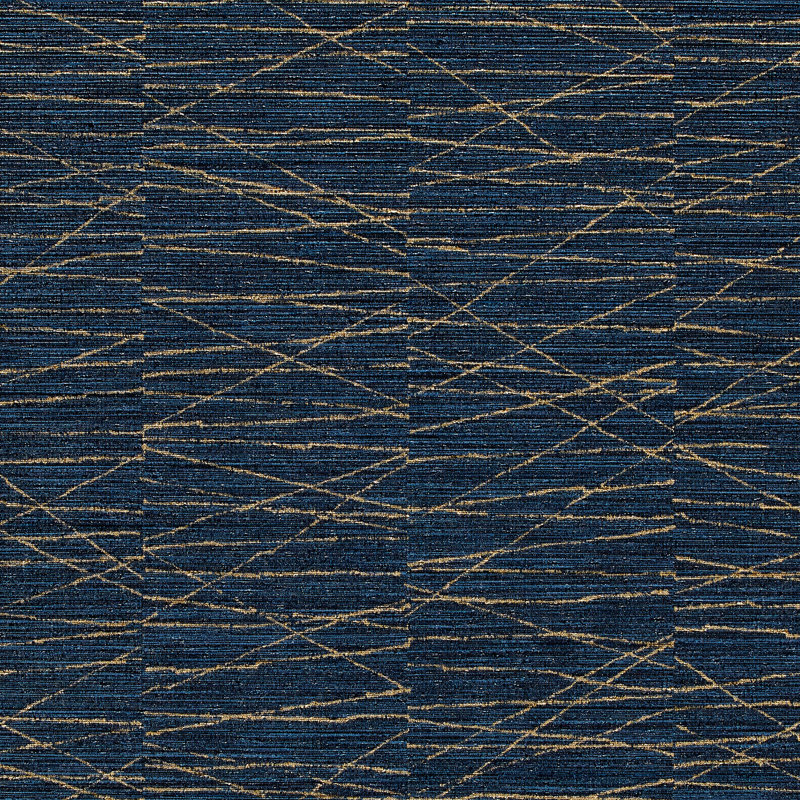 3' L x 54" W Wallpaper Roll, Indigo/Yellow