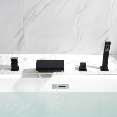 2 Handle Deck Waterfall Faucet with Diverter