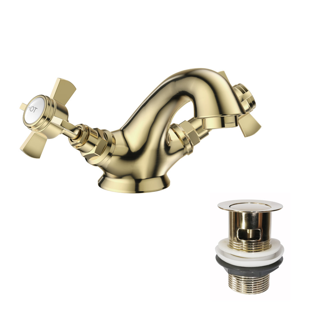 Regency Traditional Mono Basin Mixer Tap with Waste - Matt Black