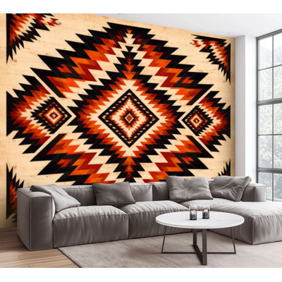 Wall Mural Peel and Stick Wallpaper geometric seamless Native southwest american indian print Ethnic Self-Adhesive Removable Contact Paper Wall Decor for Living Room Bedroom 100"H x 144"W