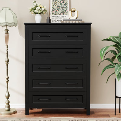 Modern Farmhouse 46.4" H Vertical Dresser, 5 Drawers With 100lbs Top Capacity, Sturdy Storage Chest For Bedroom Furniture