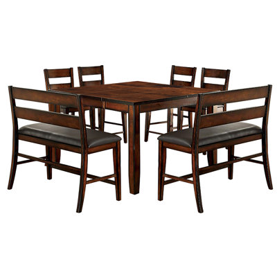 Mcvey Wood 7-Piece Counter Height Dining Table Set