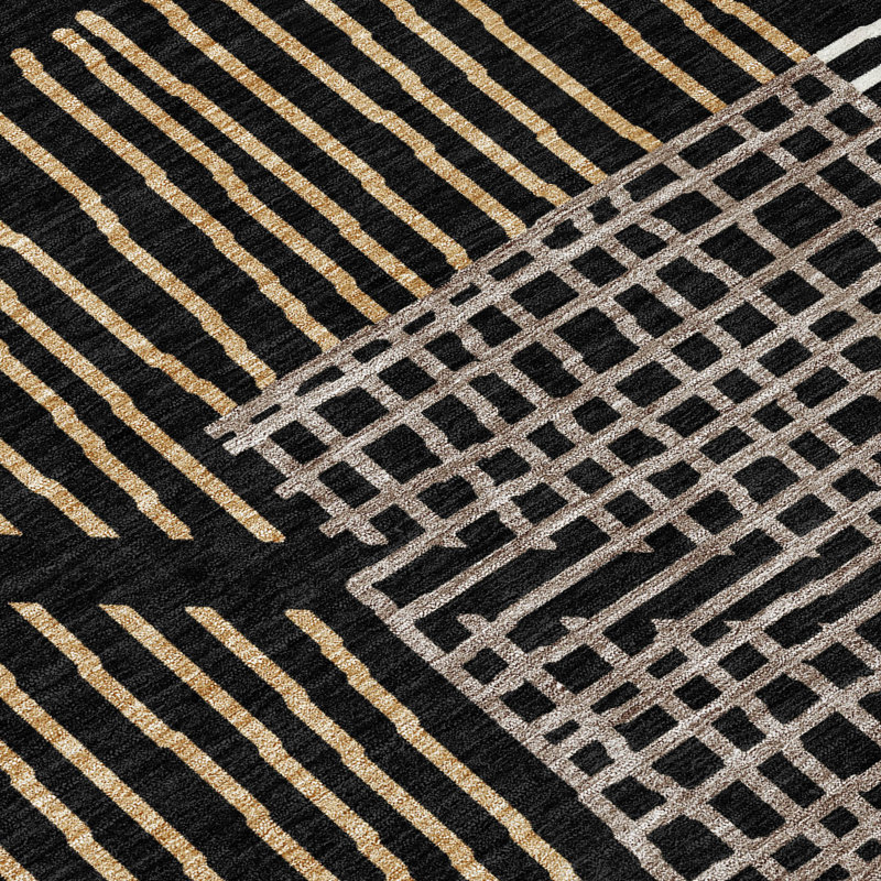 Machine Washable Indoor/Outdoor Hovey ACN2270 Stripes Rug, Rectangle 9' x 12'