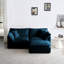 Chenille 2 places avec - siège bleu pour salon, base en bois massif, tissu pour le confort