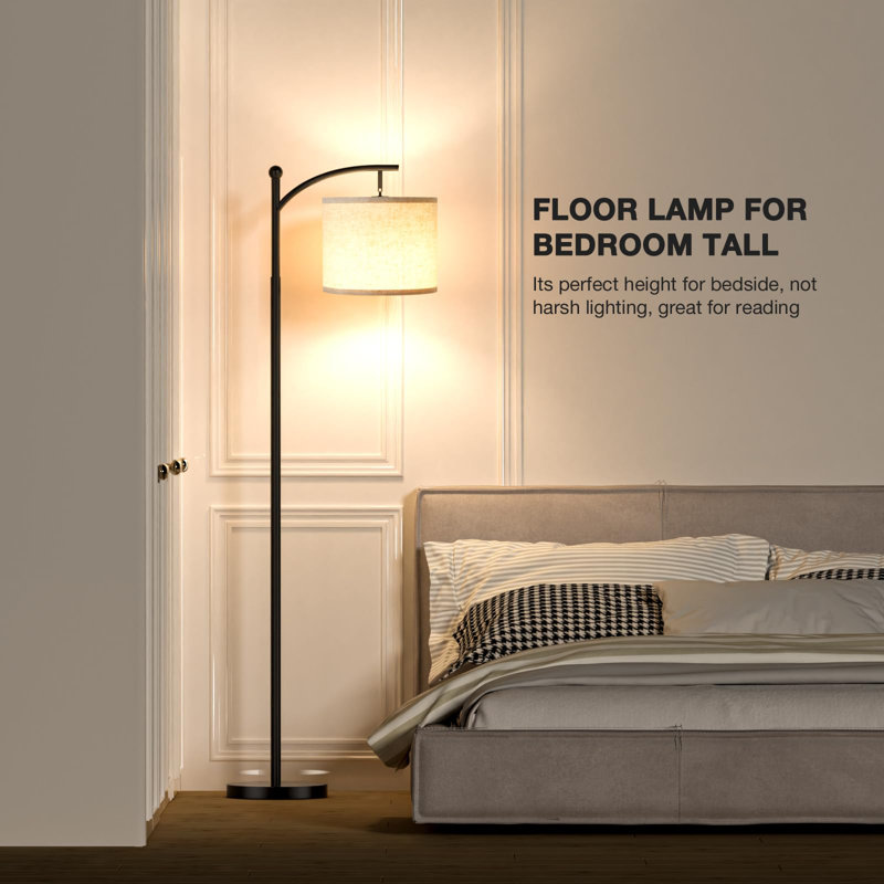 Lampe de plancher transitionnelle réglable - à intensité variable, 3 températures de couleur, tête rotative, Noir, Lin