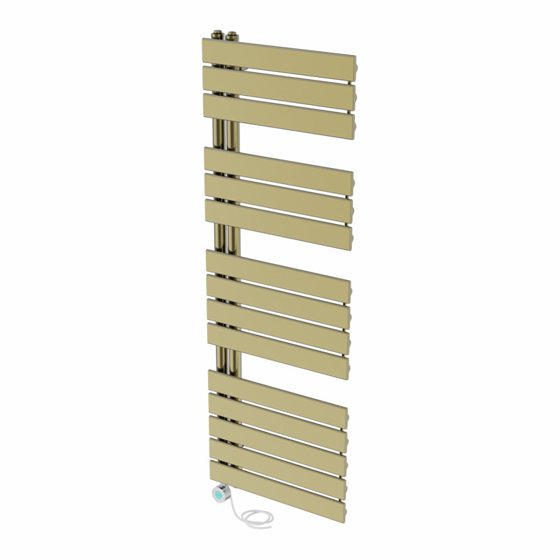 Canberk Designer Towel Rail Heated Towel Rails, Brushed Brass, 138cm H x 50cm W x 6.7cm D