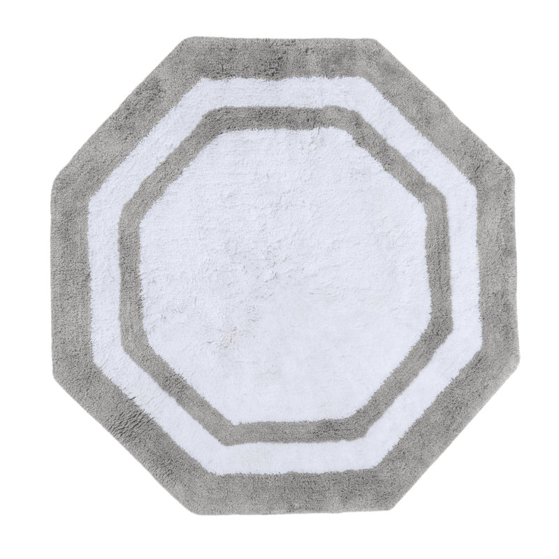 Tapis de bain 100% coton Ipke, Gris / centre blanc