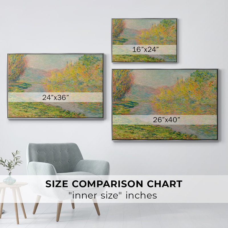 Paysage rétro -XCVII, Toile avec cadre flottant or, H 27 po x l 41 po x P 2 po