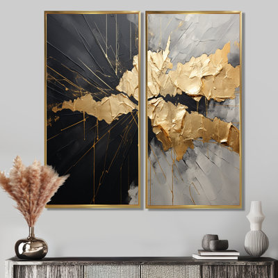 Noir et or abstrait méditation I - art mural moderne
