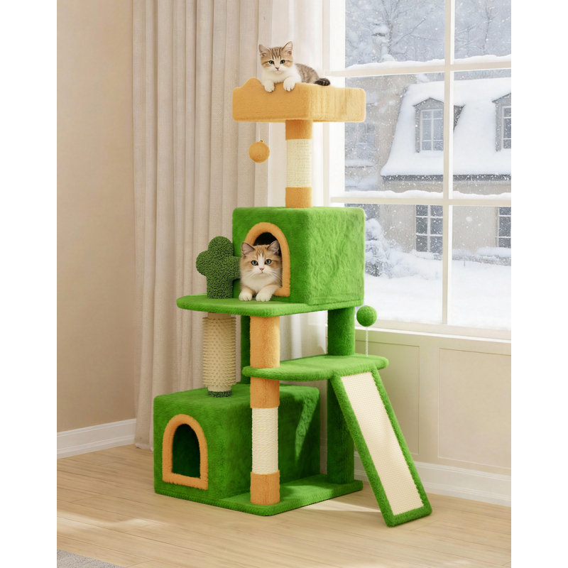 131 cm H Cat Tree / Condo, Green