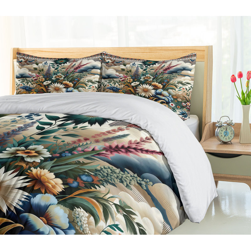 Floral Eucalyptus Duvet Cover, King Duvet Cover + 2 Standard Shams