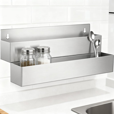 Commercial Double Tier Speed Rail, 22-Inch Stainless Steel Wall Mount Bottle Holder And Organizer For Bar And Kitchen Storage